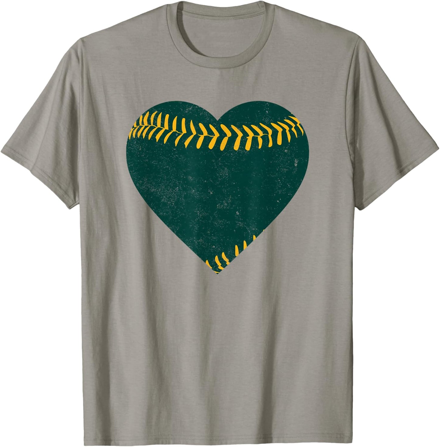 Vintage Green and Gold Baseball Heart T-Shirt - T-Shirt | Sand