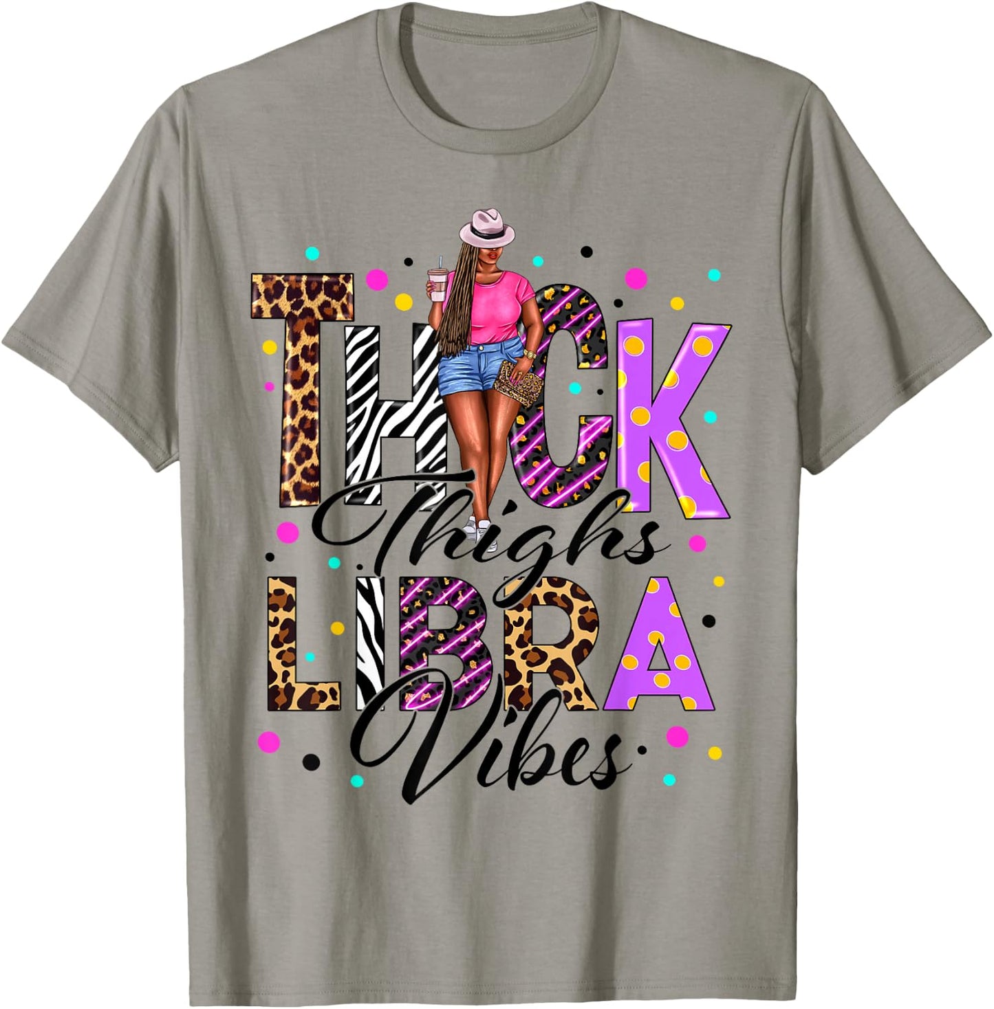 Thick Thighs Libra Vibes Zodiac Sign Coffee Black Women T-Shirt - T-Shirt | Sand