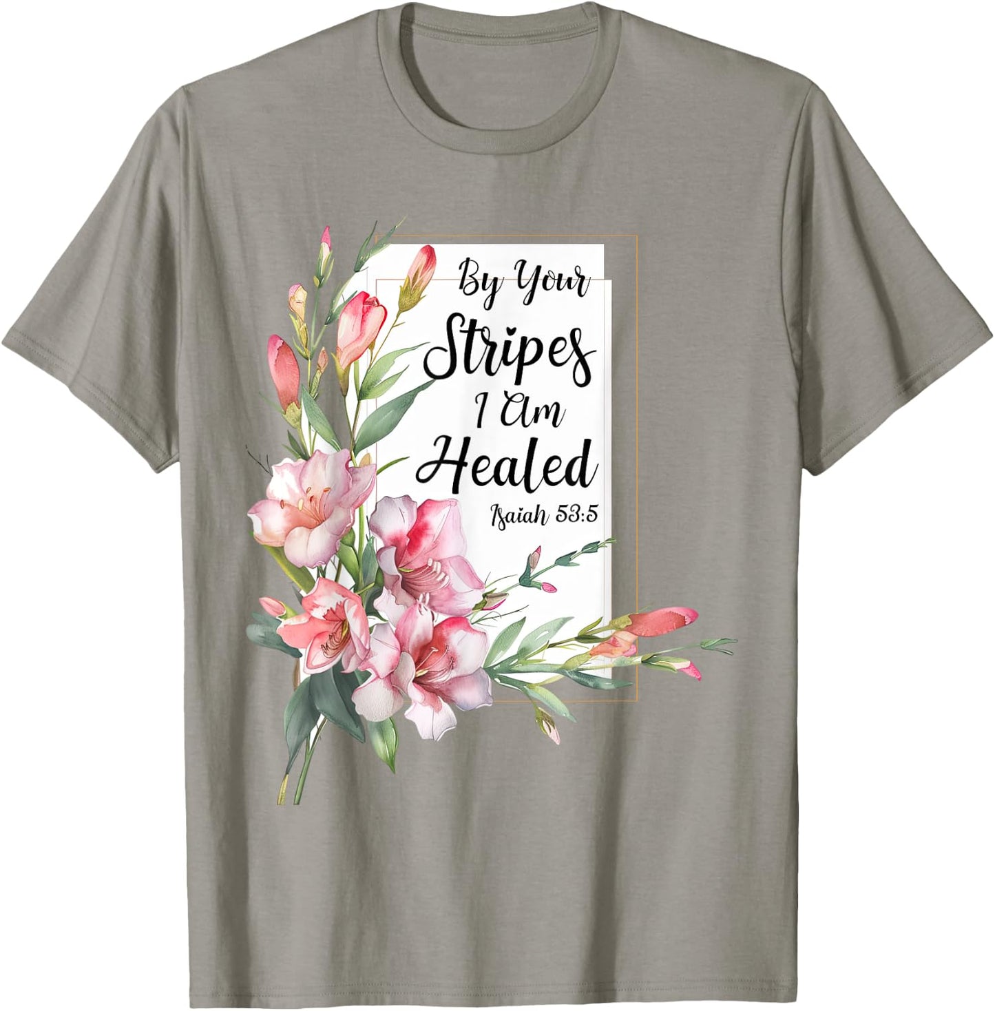 Freesia Flower Bible Verse Watercolor Floral Christian T-Shirt - T-Shirt | Sand