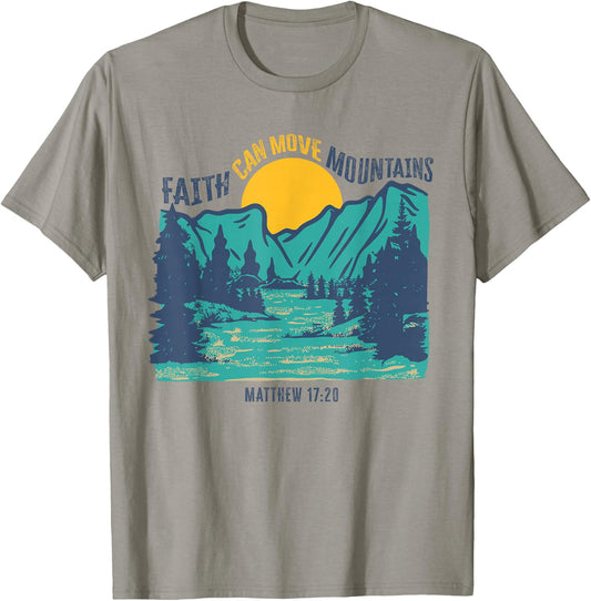Faith Can Move Mountains Christian Graphic T-Shirt - T-Shirt | Sand