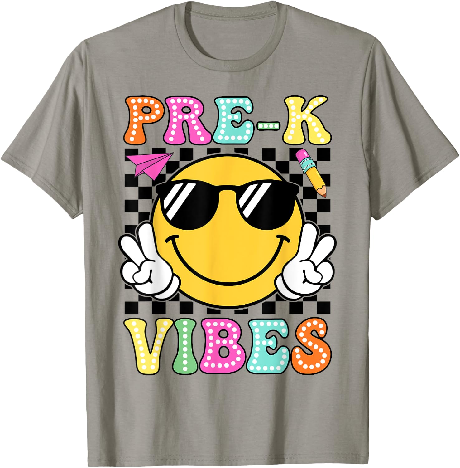 Pre-K Vibes Groovy Back to School Pre-K Teacher Men Women Girls Kids T-Shirt - T-Shirt | Sand
