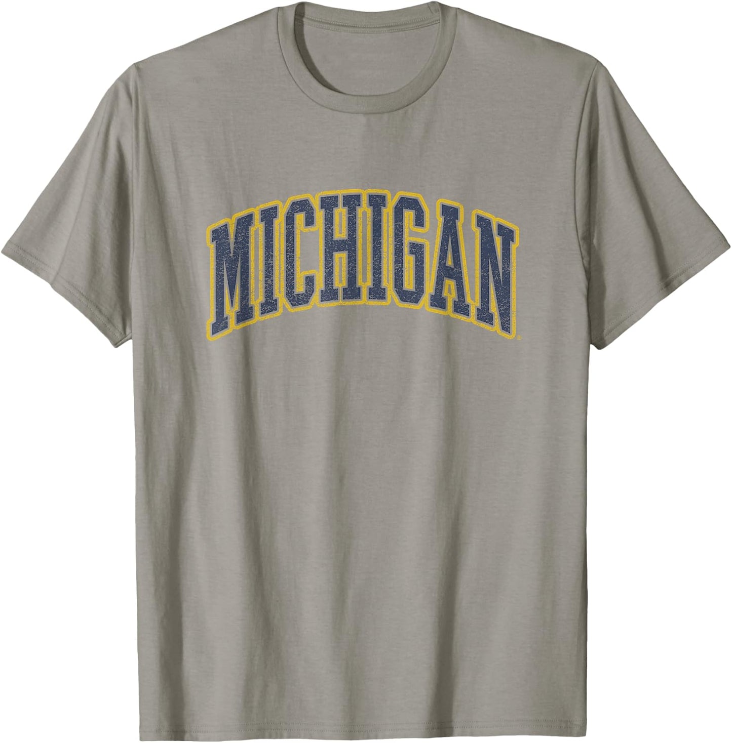 University of Michigan Wolverines U of M Distressed School T-Shirt - T-Shirt | Sand
