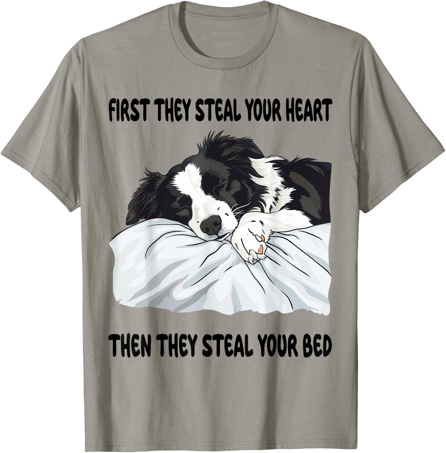 Border Collie Sleeping Pajamas Nightgown T-Shirt - T-Shirt | Sand