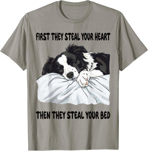 Border Collie Sleeping Pajamas Nightgown T-Shirt - T-Shirt | Sand