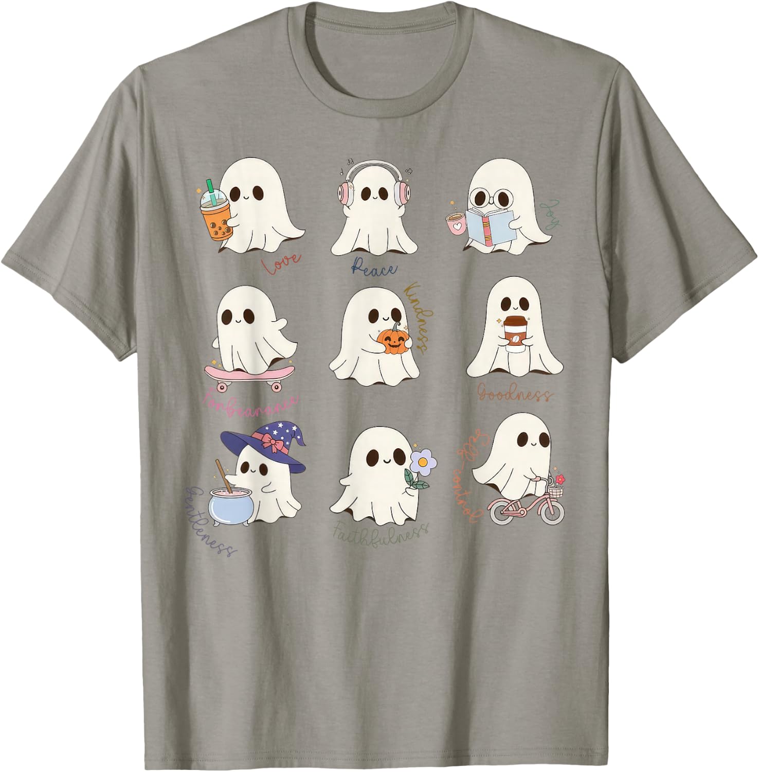 Christian Halloween Fruit Of The Spirit Ghost Faith Bible T-Shirt - T-Shirt | Sand
