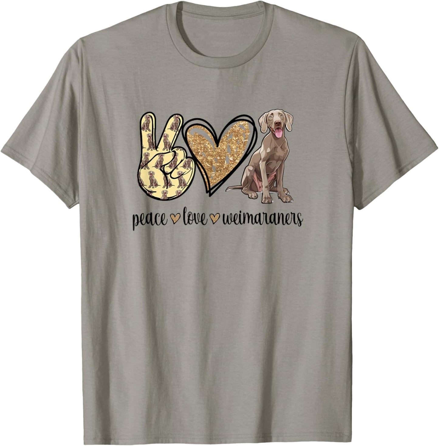 Girls Owners Cute Peace Love Weimaraner Lover T-Shirt - T-Shirt | Sand