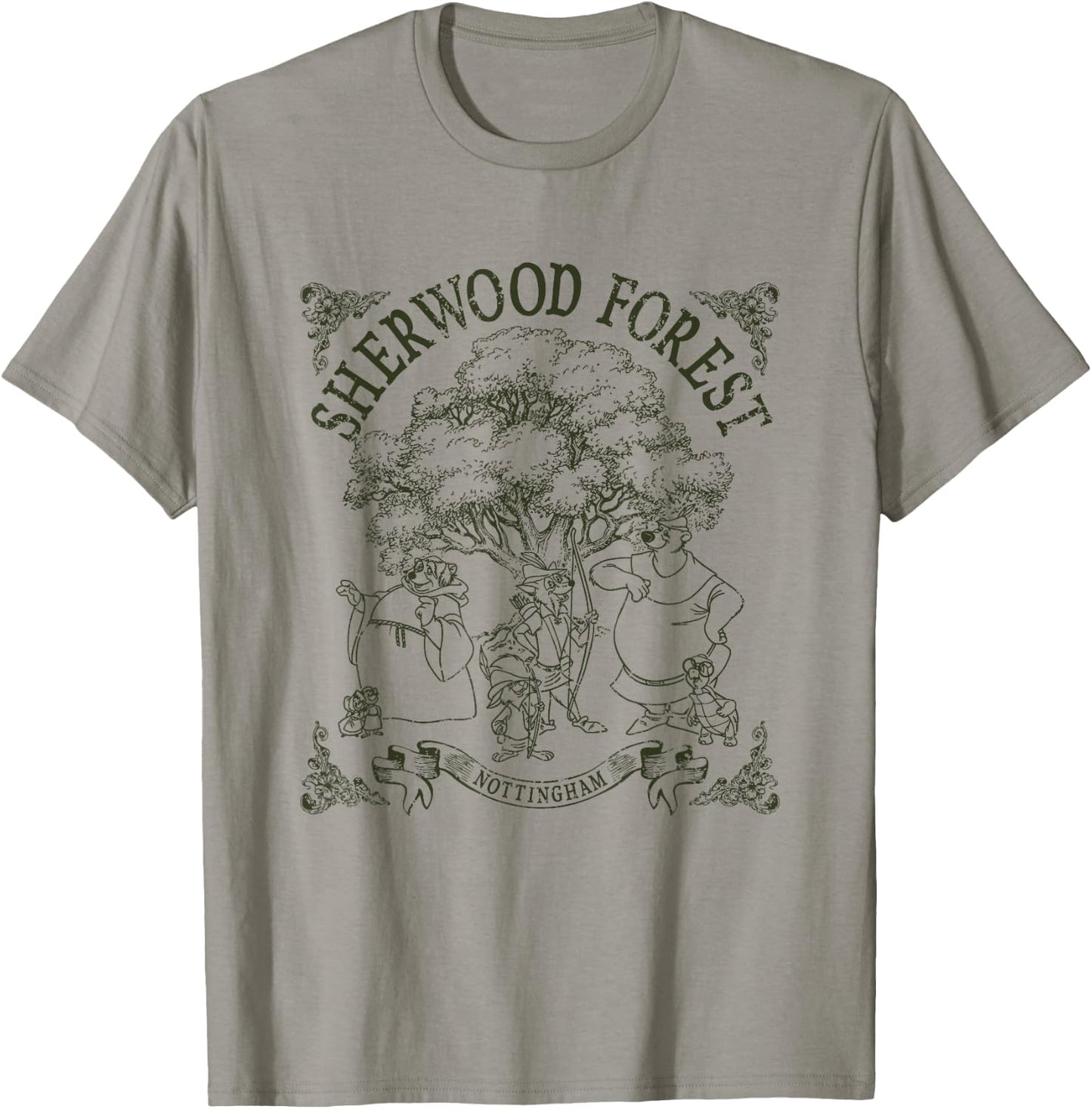 Disney Robin Hood Sherwood Forest Vintage Group Shot Logo T-Shirt - T-Shirt | Sand