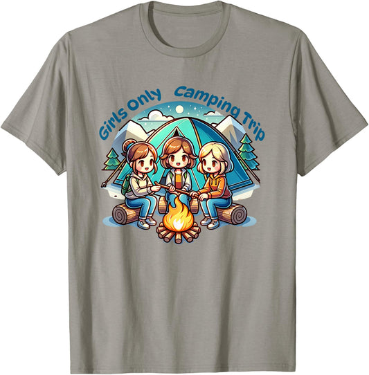 Girls Only Camping Trip Besties Camp T-Shirt - T-Shirt | Sand