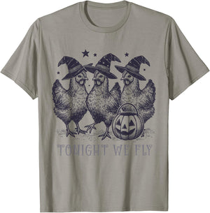 Tonight We Fly Funny Chicken Halloween Costume Spooky Season T-Shirt - T-Shirt | Sand