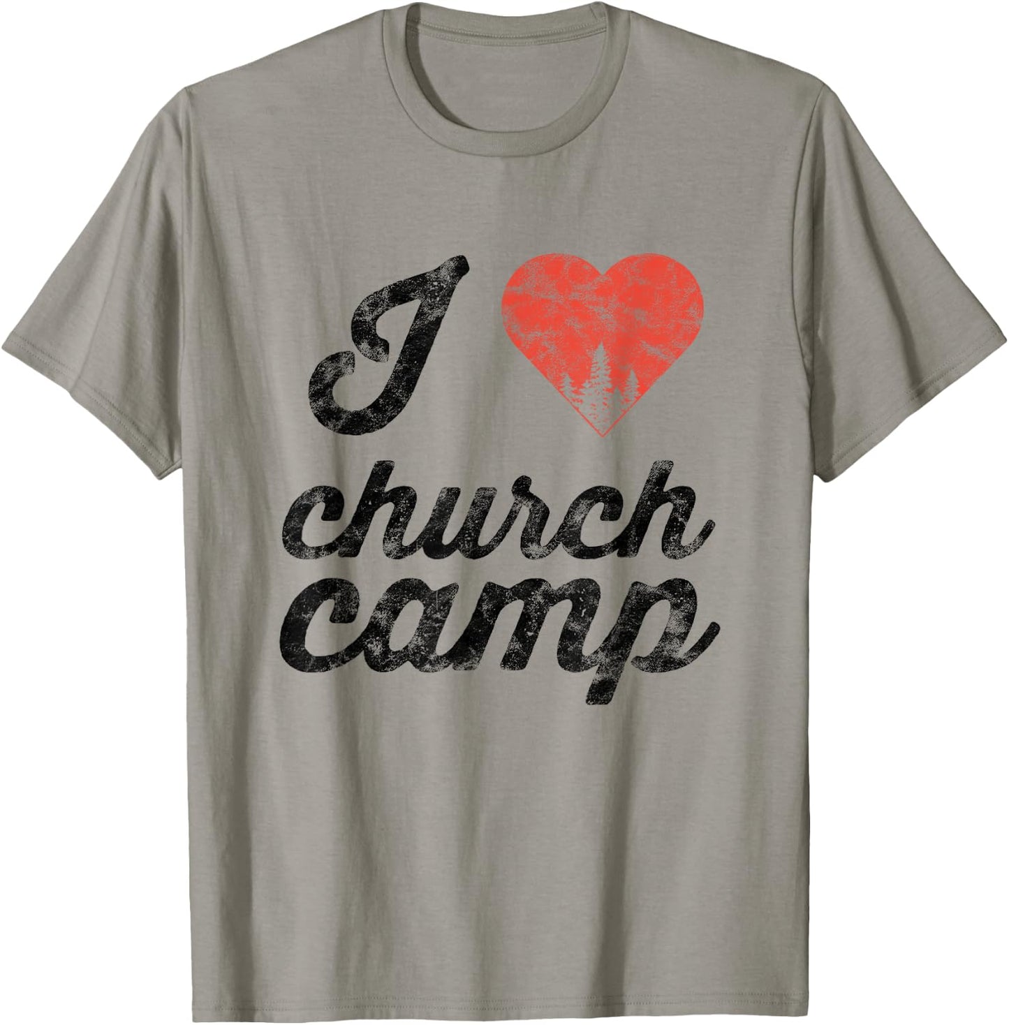I Love Church Camp Heart Jesus Believer T-Shirt - T-Shirt | Sand