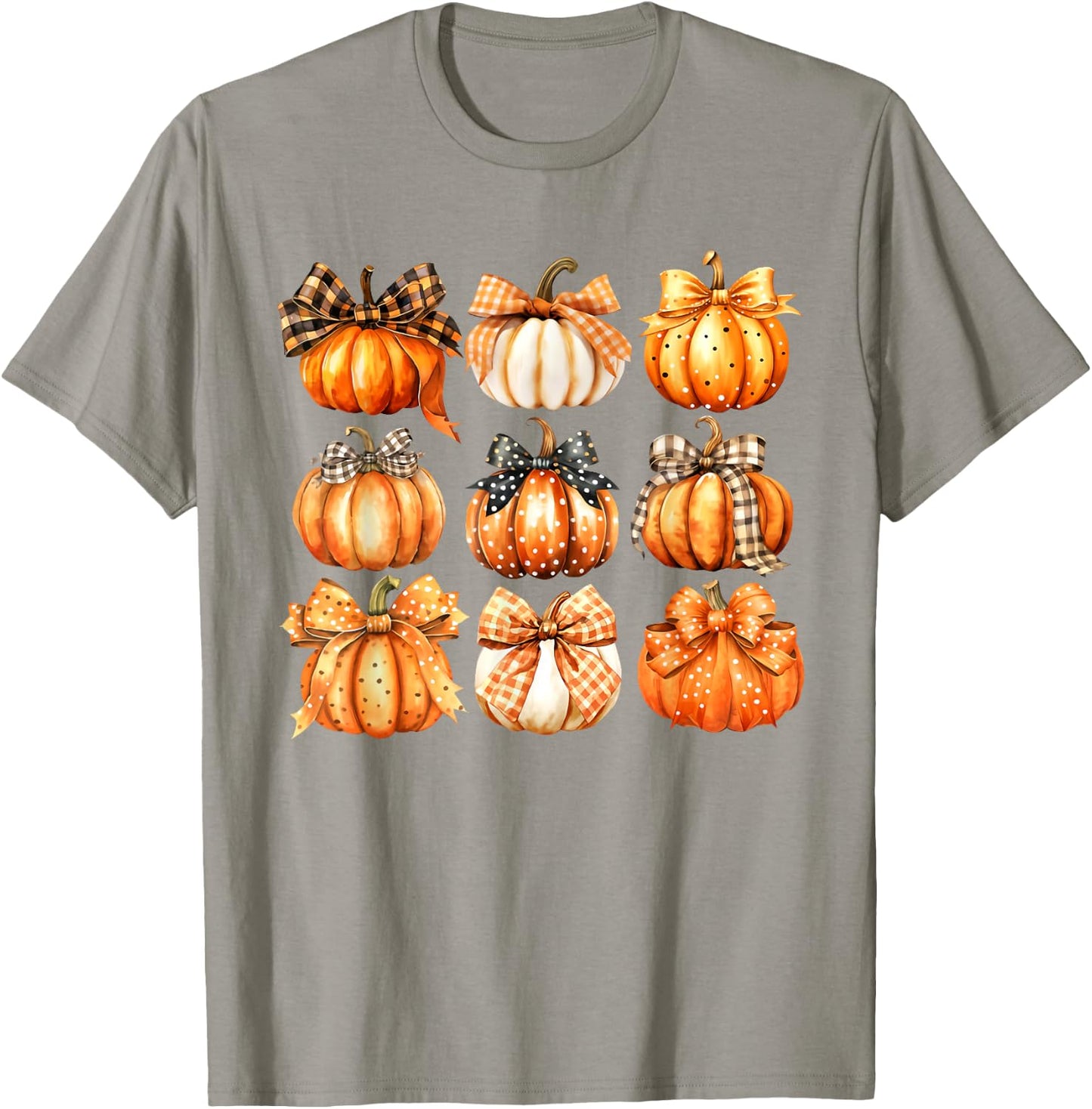 Retro Pumpkin Coquette Bow Fall Autumn Halloween Girl Women T-Shirt - T-Shirt | Sand