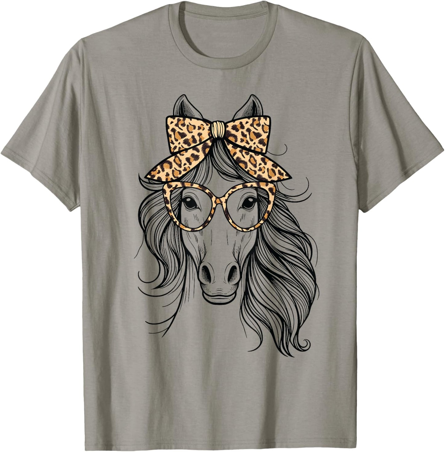 Horse Leopard Bandana For Horseback Riding Horse Lover Girl T-Shirt - T-Shirt | Sand