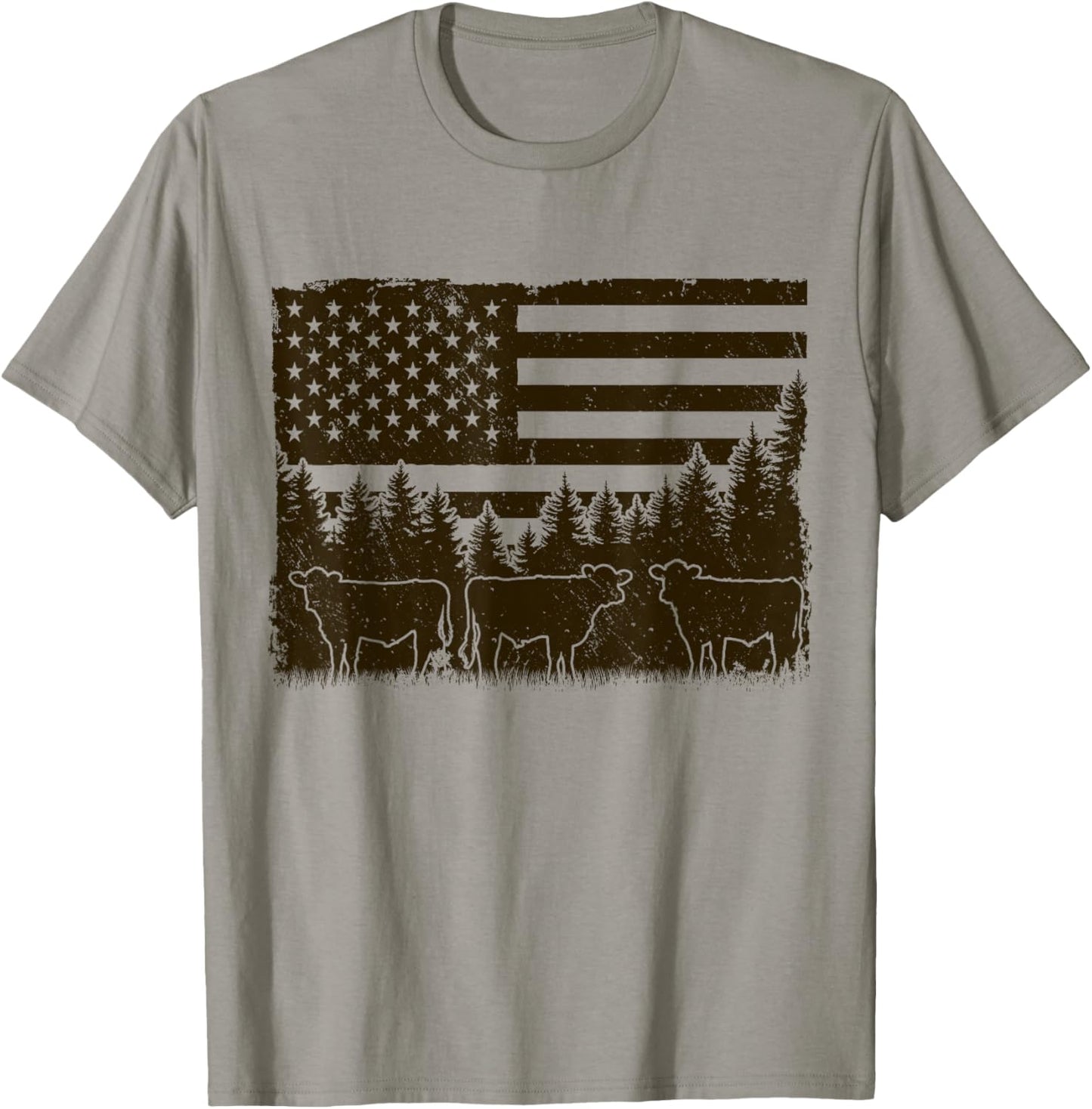 Black Angus Cow 4th of July USA Patriotic Cattle Farmer T-Shirt - T-Shirt | Sand