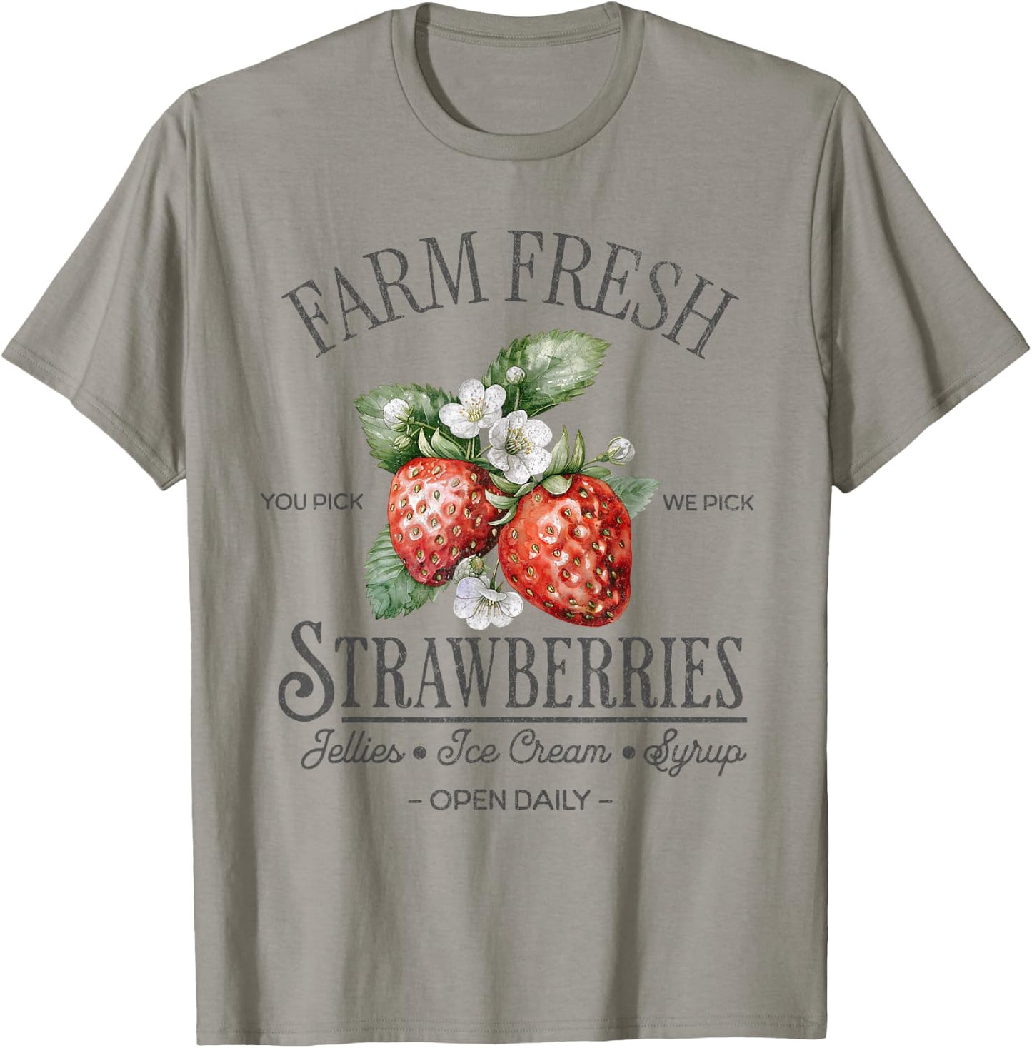 Farm Fresh Strawberries Vintage Strawberry Farmers Farm T-Shirt - T-Shirt | Sand