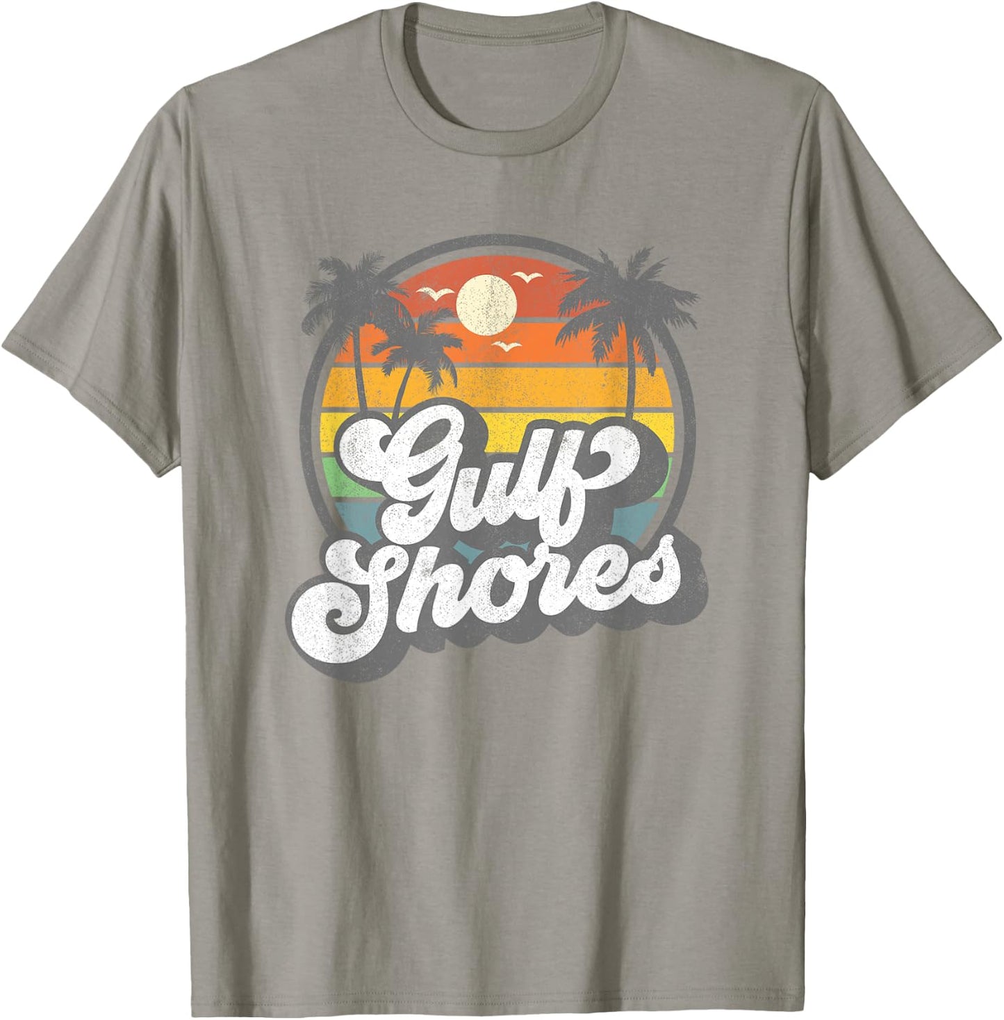 Gulf Shores Alabama Vacation Palm Tree Retro Beach 70s Gift T-Shirt - T-Shirt | Sand