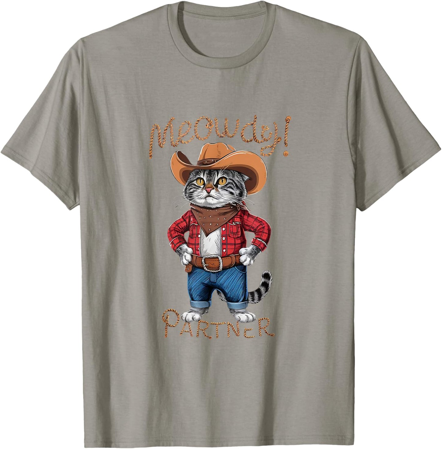 Meowdy Partner Cowboy Cat T-Shirt - T-Shirt | Sand