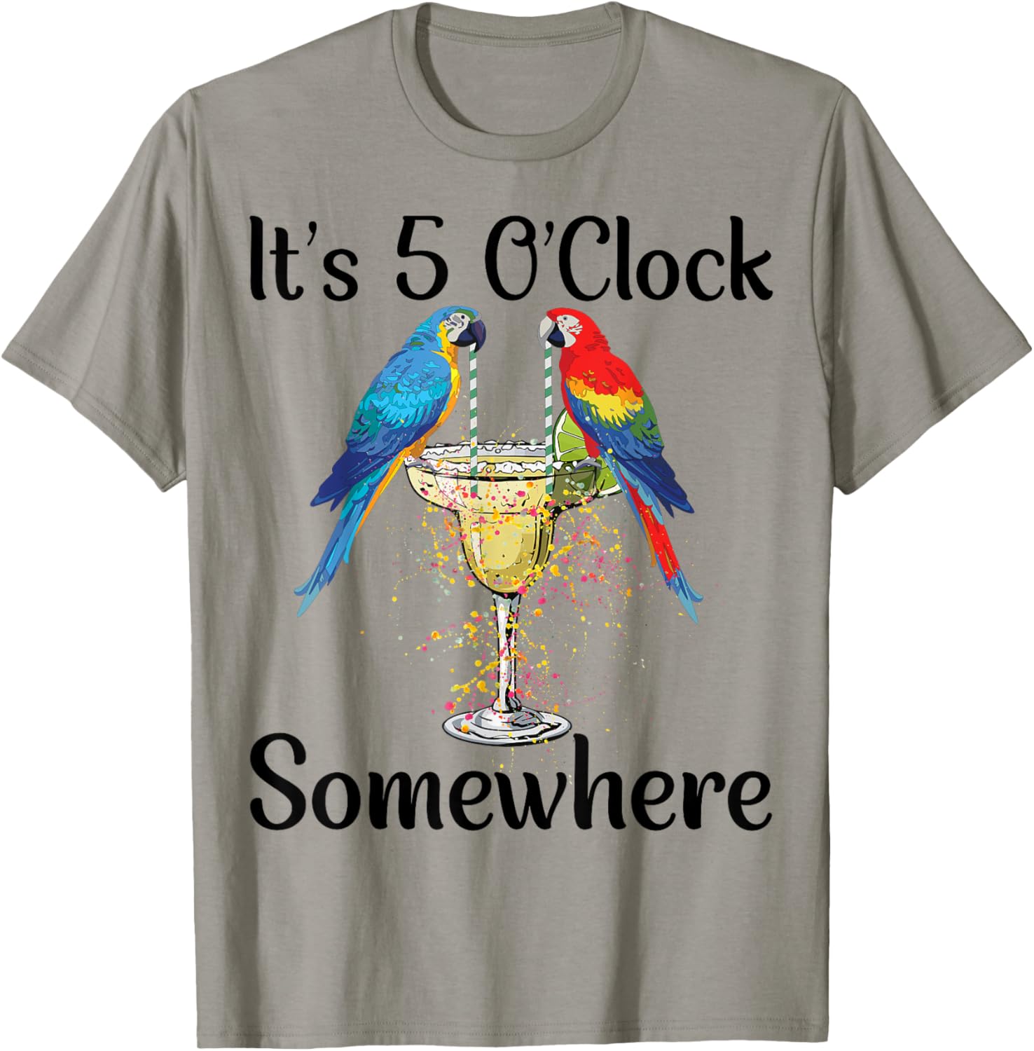 Women 5 Oclock Somewhere Hawaiian Shirt Parrots Margarita T-Shirt - T-Shirt | Sand