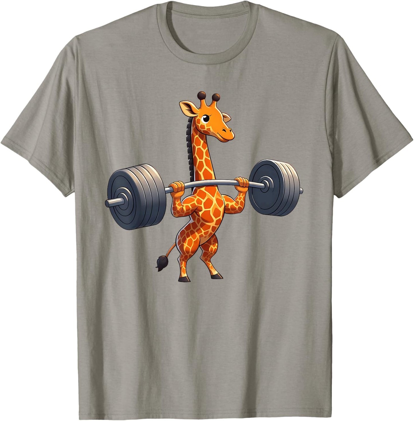 Weightlifting Funny Fitness Workout Gym Giraffe Lover T-Shirt - T-Shirt | Sand