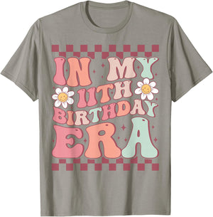 In My 11th Birthday Era Cute Groovy 11th Birthday Party T-Shirt - T-Shirt | Sand