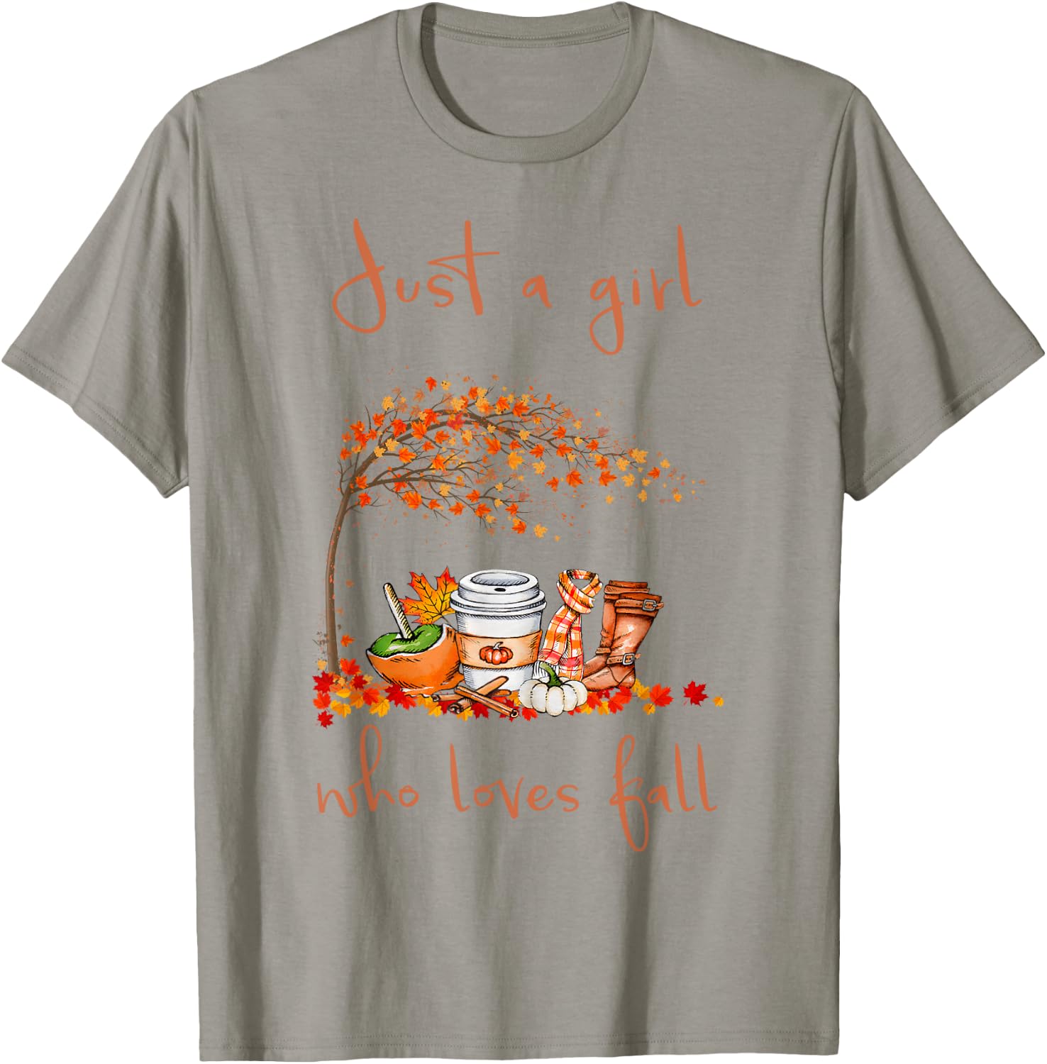 Just A Girl Who Loves Fall Pumpkin Spice Latte Cute Autumn T-Shirt - T-Shirt | Sand