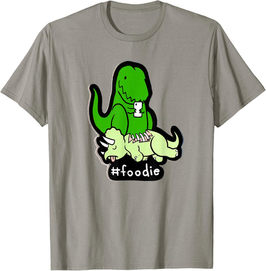 hashstag Foodie Dinosaur Funny T-Shirt - T-Shirt | Sand