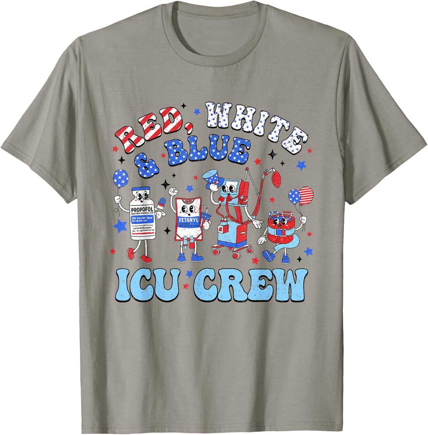 Icu Nurse 4th July Independence Day Red White Blue Icu Crew Women Men T-Shirt - T-Shirt | Sand