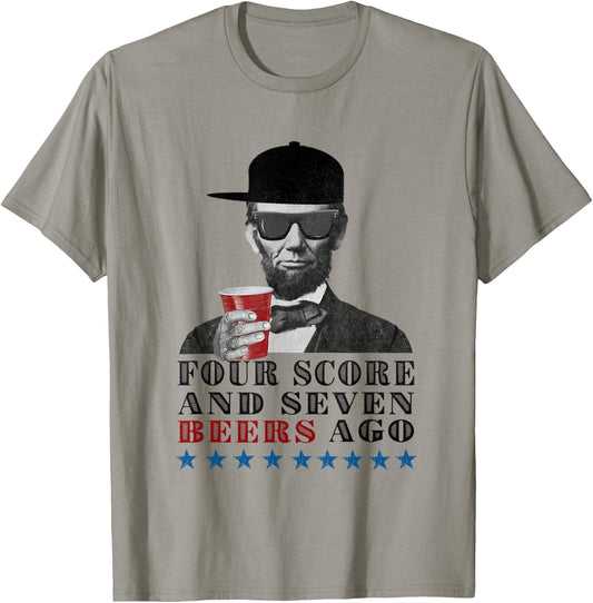 Funny Beer Drinkers Political Party Honest Abe T-Shirt - T-Shirt | Sand
