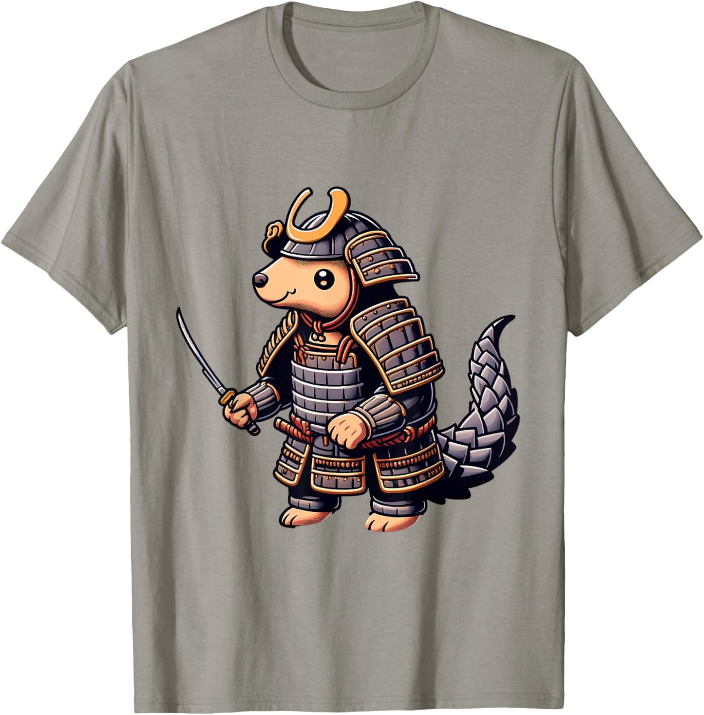 Samurai Pangolin Japanese Anime Halloween Costume T-Shirt - T-Shirt | Sand