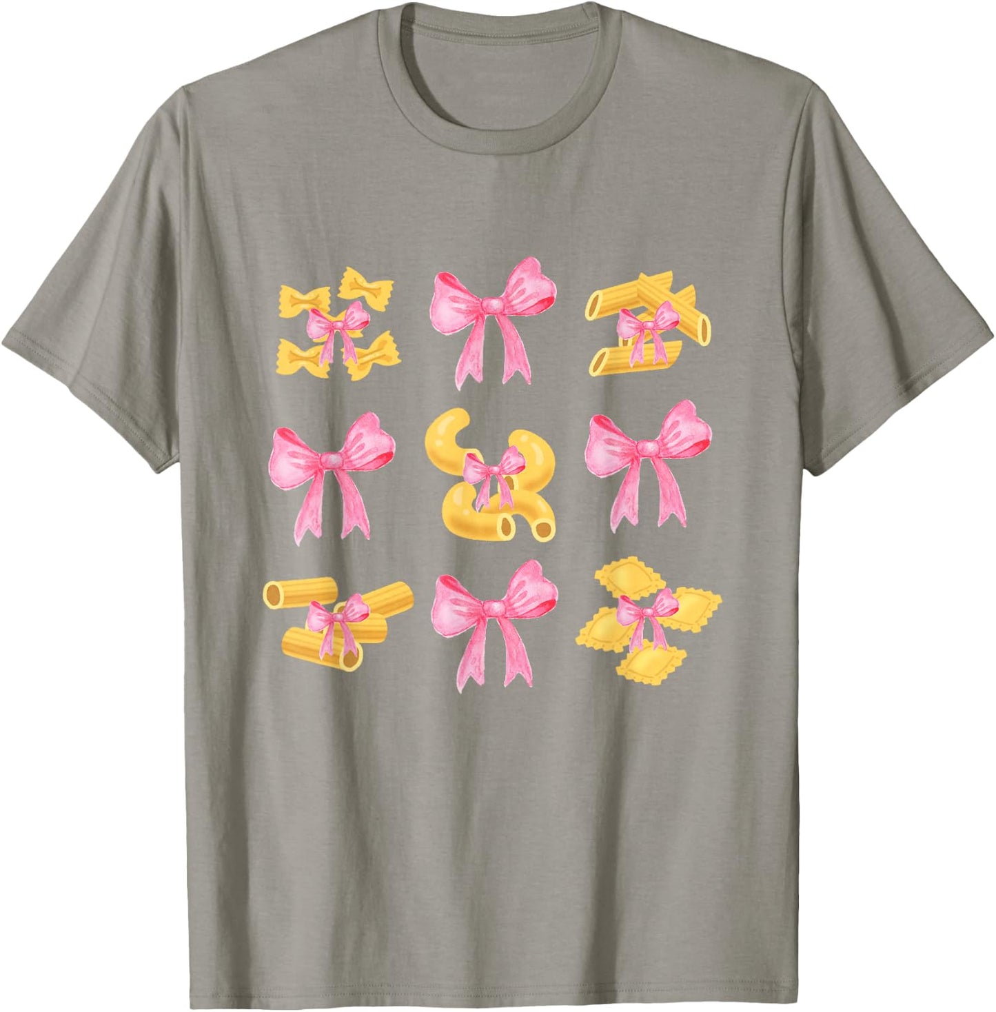 Pink Bows Cute Coquette pasta y2k Clean Girl Aesthetic foody T-Shirt - T-Shirt | Sand