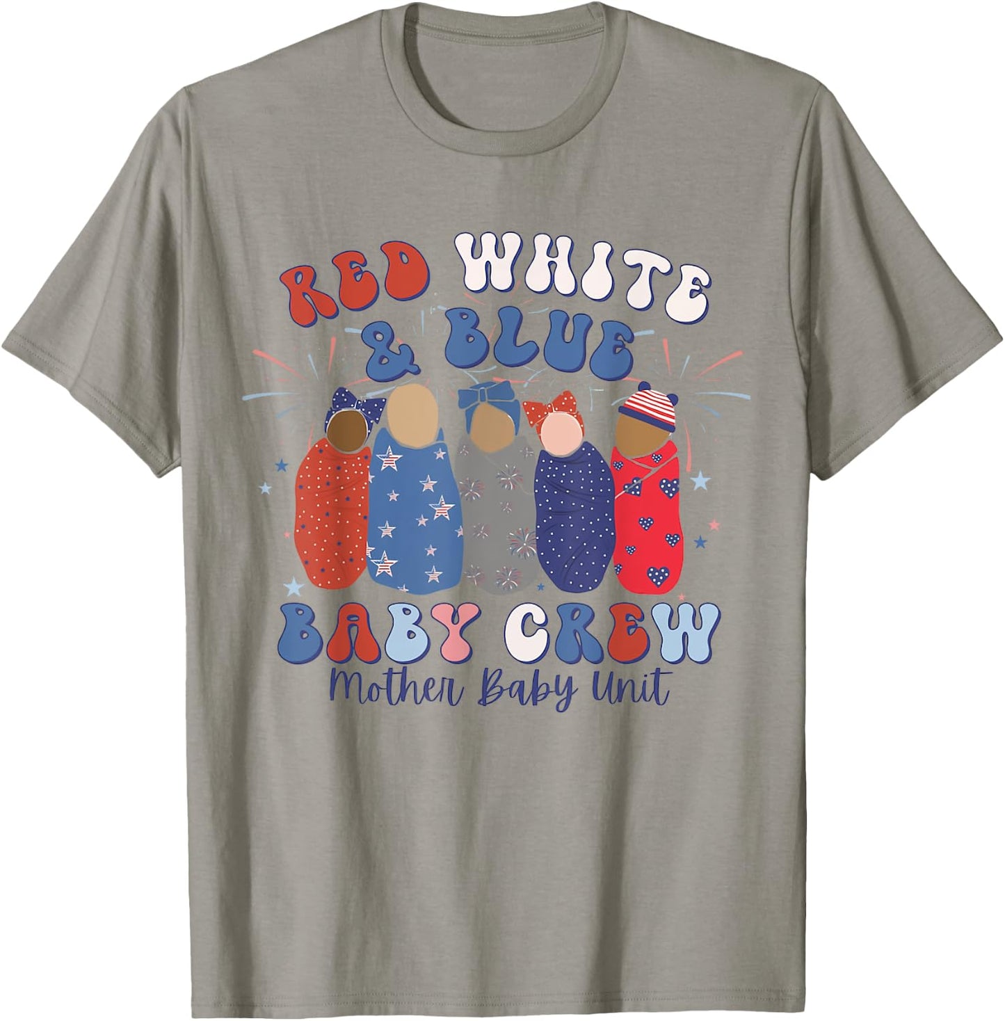 Red White Blue Baby Crew Mother Baby Nurse MBU 4th of July Kids Men T-Shirt - T-Shirt | Sand