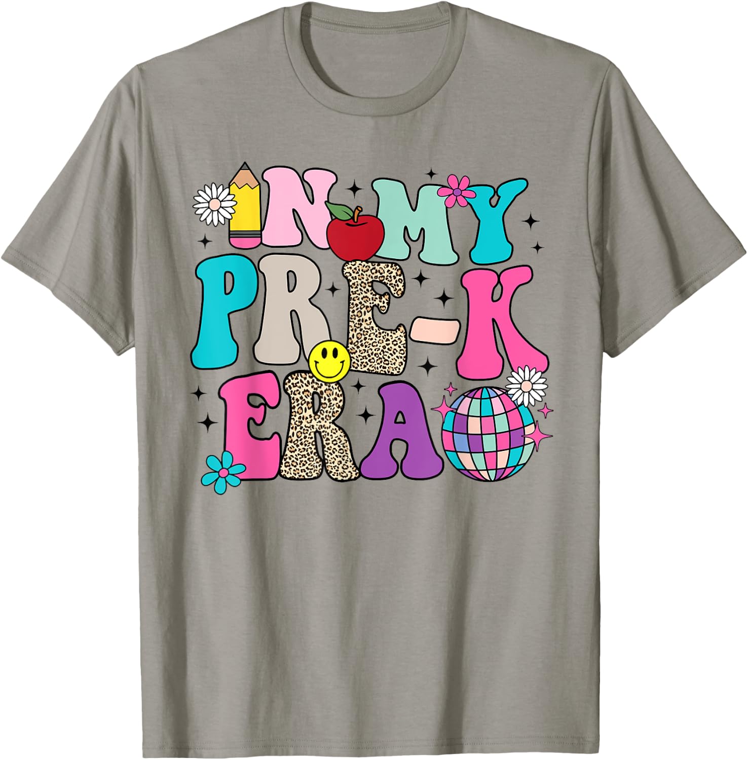 In My Pre-K Era Back To School Retro Groovy Preschool T-Shirt - T-Shirt | Sand
