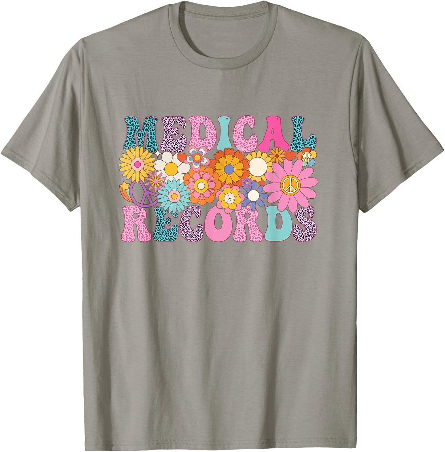 Medical Records Week Groovy Leopard Appreciation Day Women T-Shirt - T-Shirt | Sand