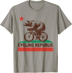 California Flag Cycling Republic - Bear Cyclist T-Shirt - T-Shirt | Sand