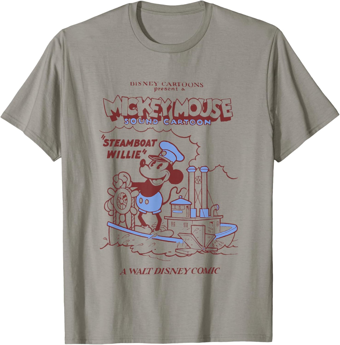 Disney Steamboat Willie A Walt Disney Comic Retro Big Poster T-Shirt - T-Shirt | Sand