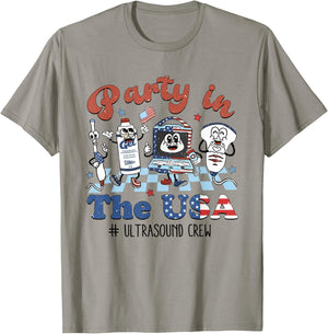 Women Retro Ultrasound Tech 4th of July Sonographer RDMS T-Shirt - T-Shirt | Sand