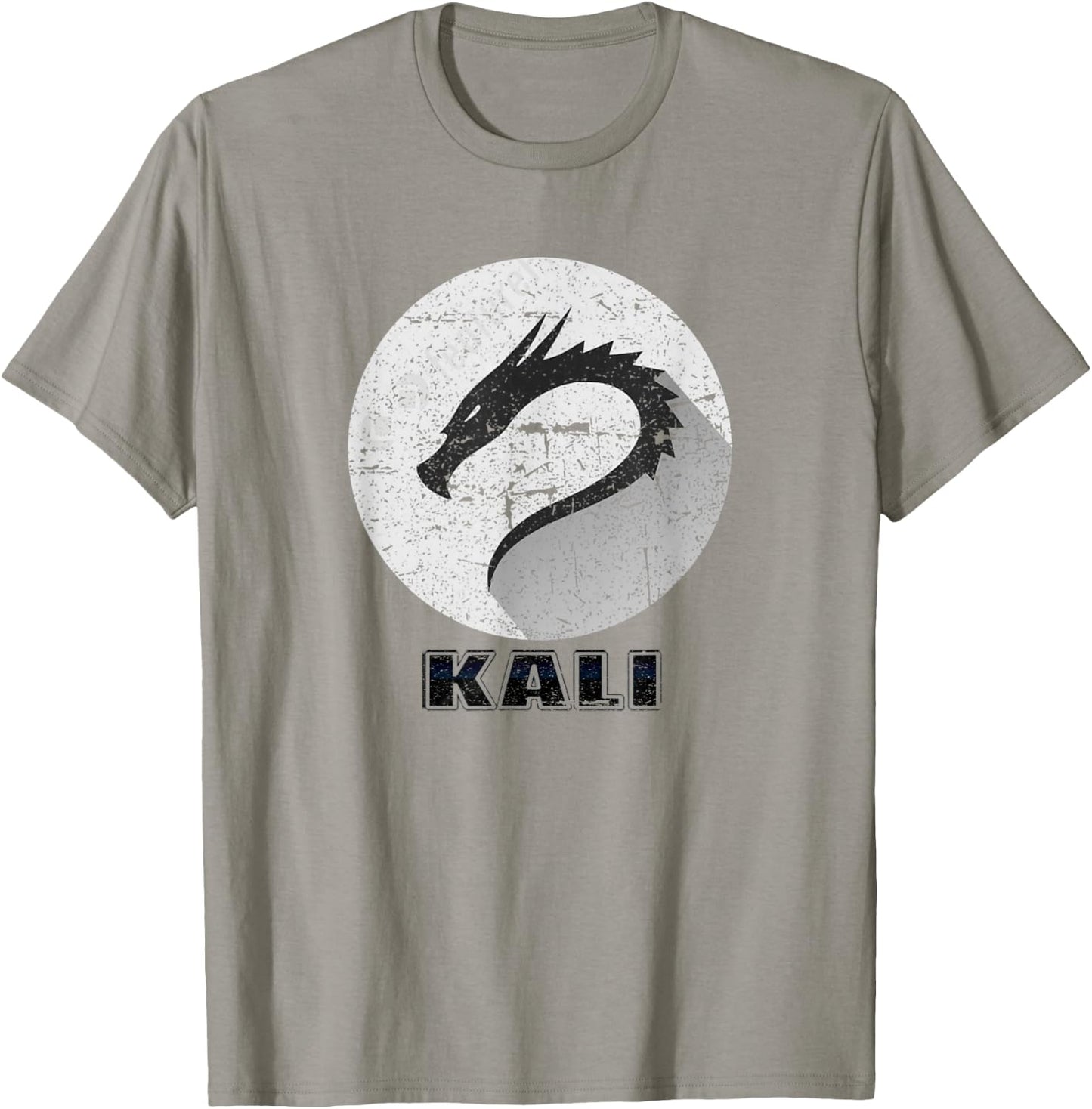 Kali Linux Scratched tagline Dragon logo Open Source Os T-Shirt - T-Shirt | Sand