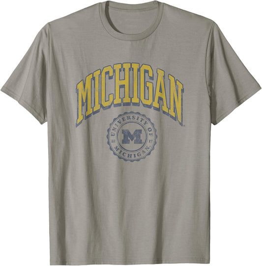University of Michigan Wolverines U of M Classic Seal T-Shirt - T-Shirt | Sand