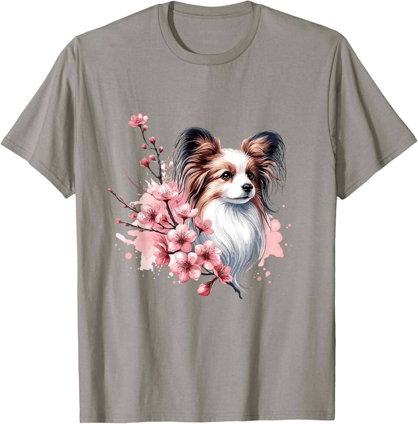 Cherry Blossoms Watercolour Papillon T-Shirt - T-Shirt | Sand