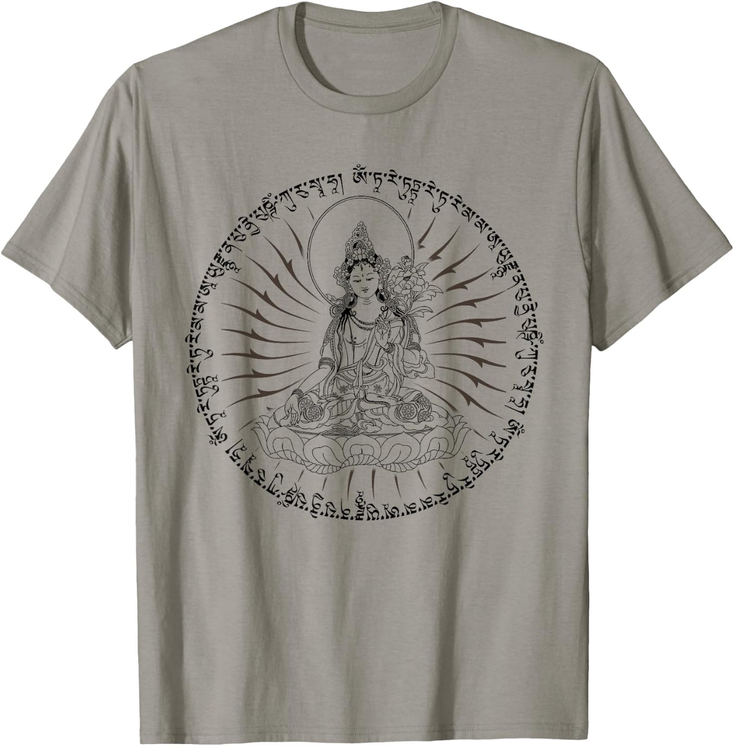 Buddha Green Tara Mantra Tibetan Buddhism Vajrayana T-Shirt - T-Shirt | Sand