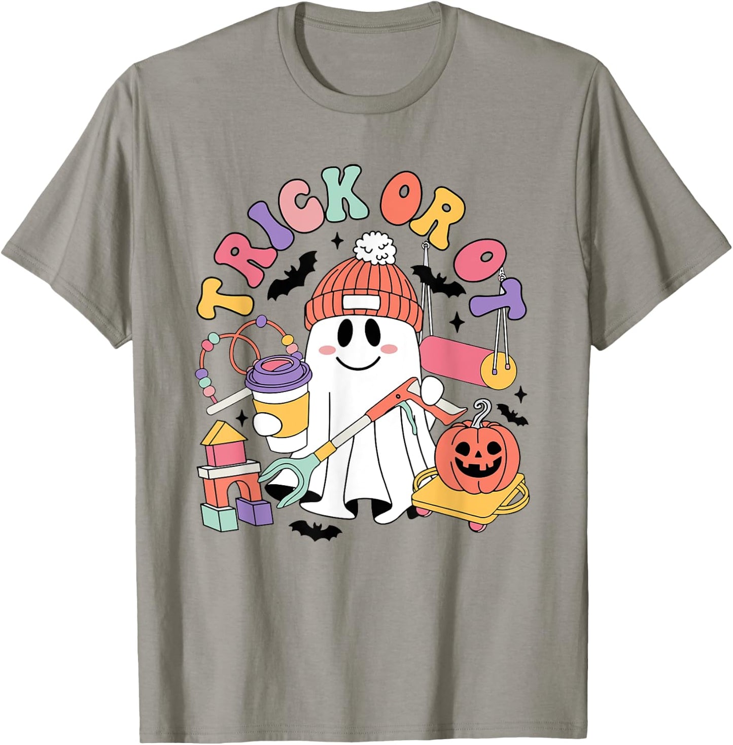 Trick Or OT Occupational Therapist Ghost Halloween Women Men T-Shirt - T-Shirt | Sand