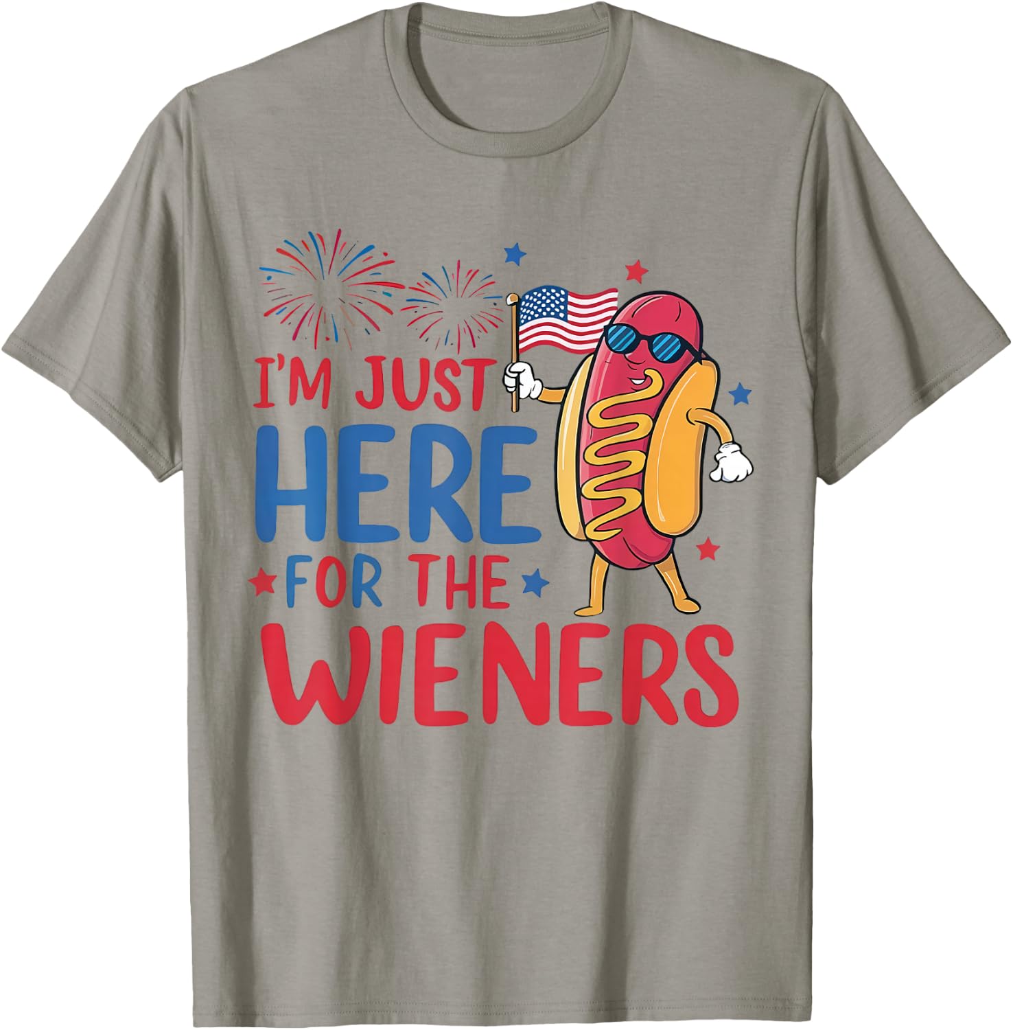 I'm Just Here For The Wieners 4th of July Funny Hot Dog T-Shirt - T-Shirt | Sand