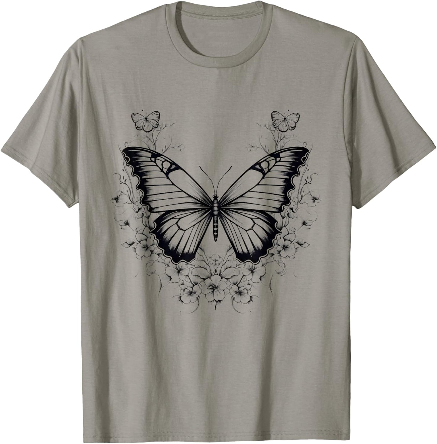 Butterfly Graphical Drawing Animal Flowerful Butterfly Lover T-Shirt - T-Shirt | Sand