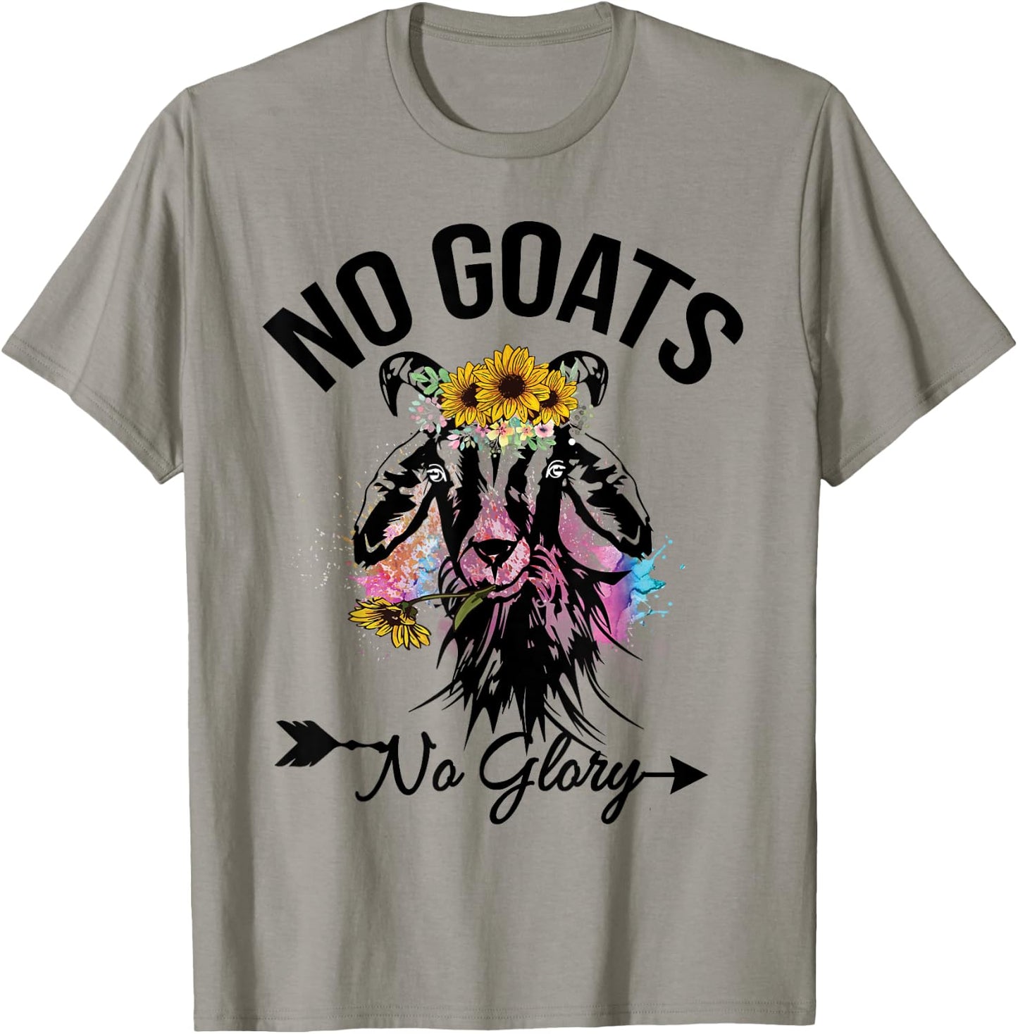 No Goats No Glory Animal Lovers Goat Graphics Funny T-Shirt - T-Shirt | Sand