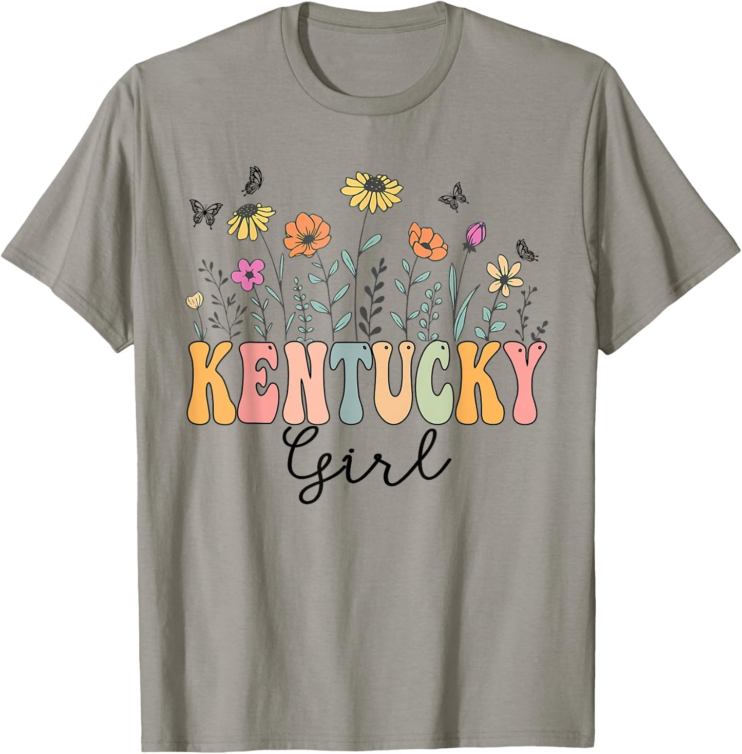 Kentucky Girl Wildflower Groovy Kentucky Lover T-Shirt - T-Shirt | Sand
