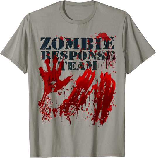 Zombie Shirt Blood Splatter Hands Zombie Response Team T-Shirt - T-Shirt | Sand