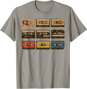 Nine Vintage Cassette Tapes Shirt | Cute Old Cartridges Gift T-Shirt - T-Shirt | Sand