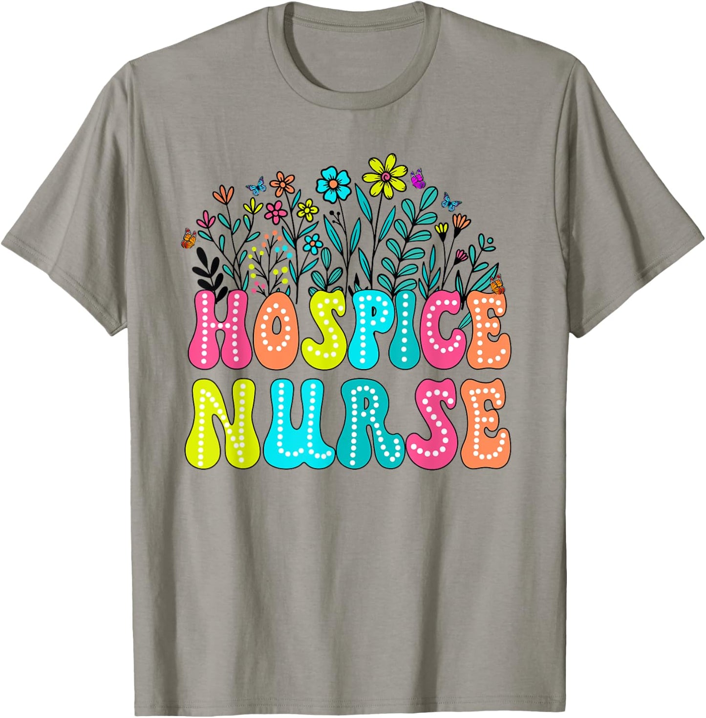 Hospice Nurse Week Groovy Wildflower Appreciation Day Women T-Shirt - T-Shirt | Sand