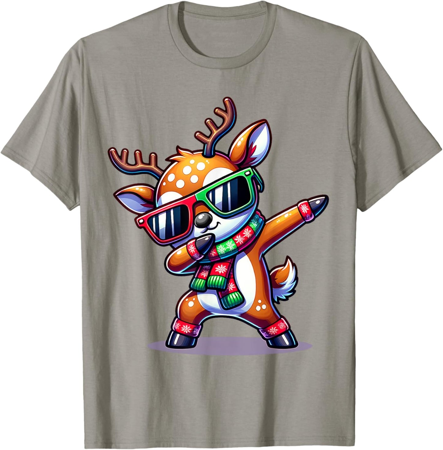 Christmas Reindeer Boys Dabbing Reindeer Santa Xmas Funny T-Shirt - T-Shirt | Sand