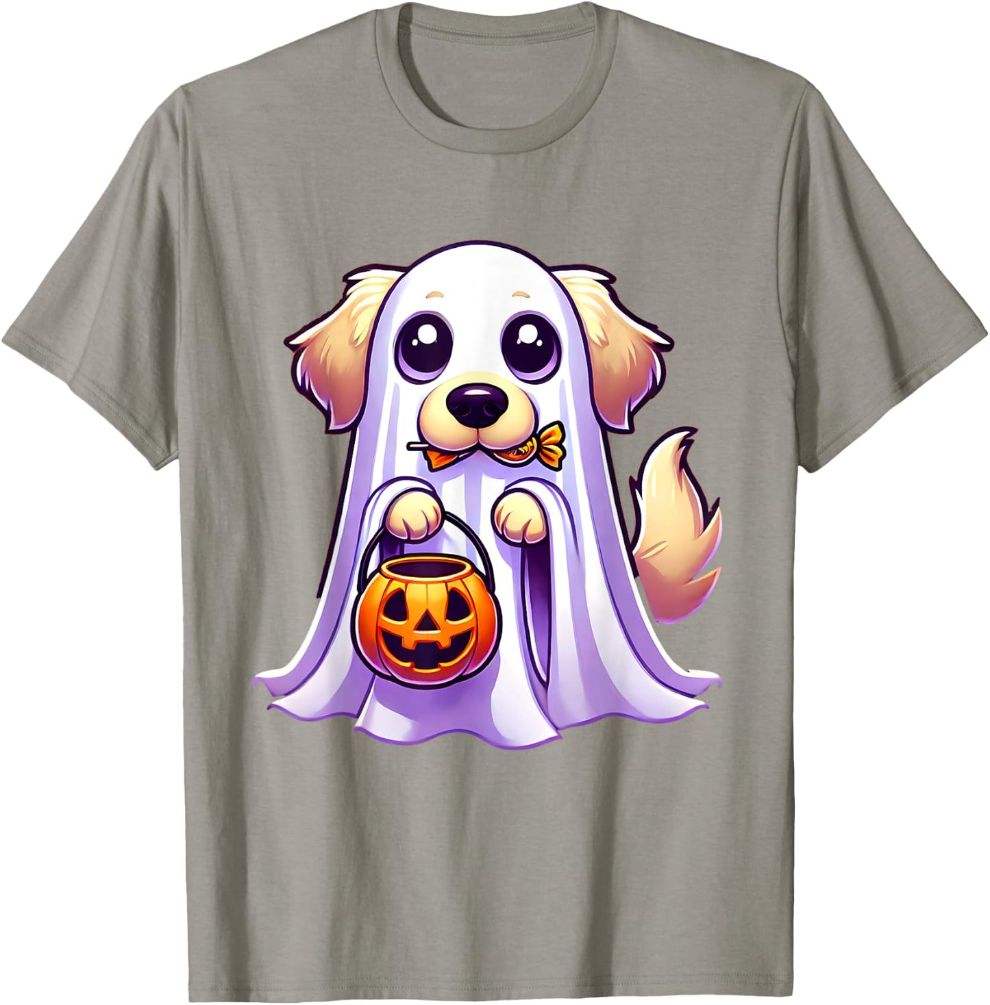 Golden Retriever Ghost Halloween Dog Men Women Kids T-Shirt - T-Shirt | Sand