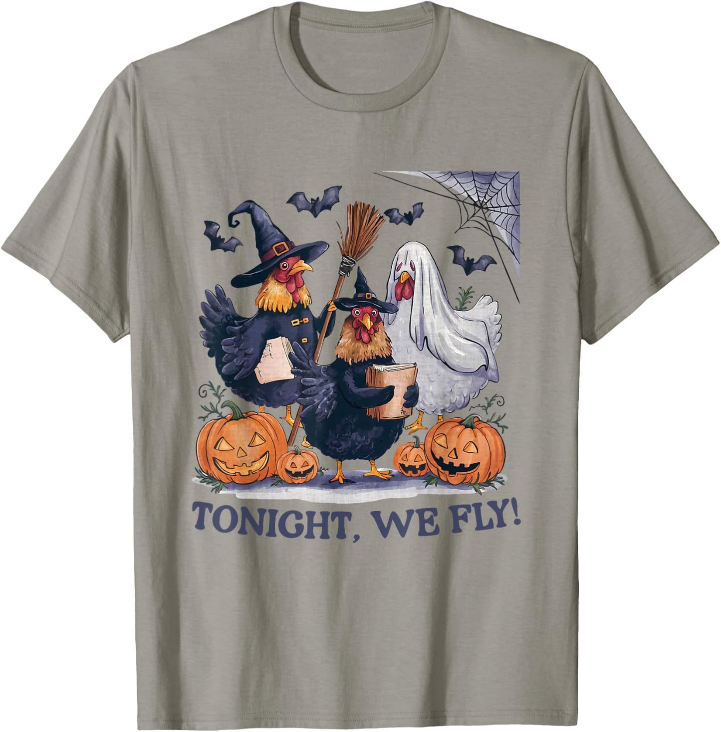 Tonight We Fly Halloween Chicken Spooky Farm Animals Lover T-Shirt - T-Shirt | Sand